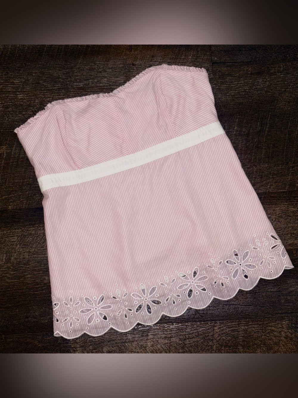 Lilly Pulitzer “Meridan” Strapless Eyelet Tube Top – Pink & White – Size 6